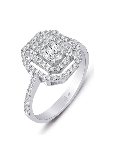 0.60 Ct Çift Sıra Baget Kare Tektaş Yüzük