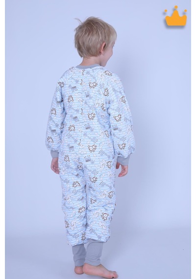 Babyhola 2.5 Tog Yorgan Gerektirmeyen Kalın Elyaf Dolgulu Çocuk Uyku Tulumu Pamuk Astarlı Unisex 6020 Mavi