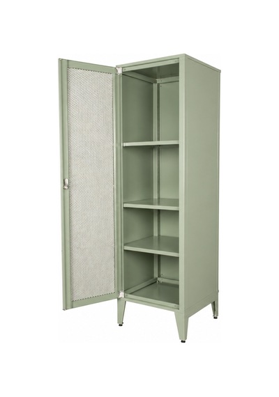 Alfafonet Ziglat Serisi Kilitli Metal Home Office Dolabı %70 Perfore Kapaklı Yeşil Ral 6018 450x1500x450 Mm