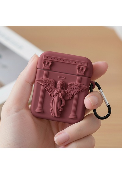 Caseonn Apple Uyumlu AirPods 2/1. Nesil Kılıf Antik Melek Bordo