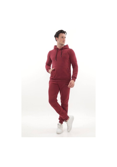 Erkek 3 İplik Kapüşonlu Sweat Üst Bordo