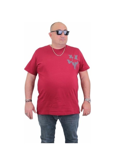 Starbattal Erkek Büyük Beden Sıfır Yaka Tişört New Generation 24130 Bordo-Bordo