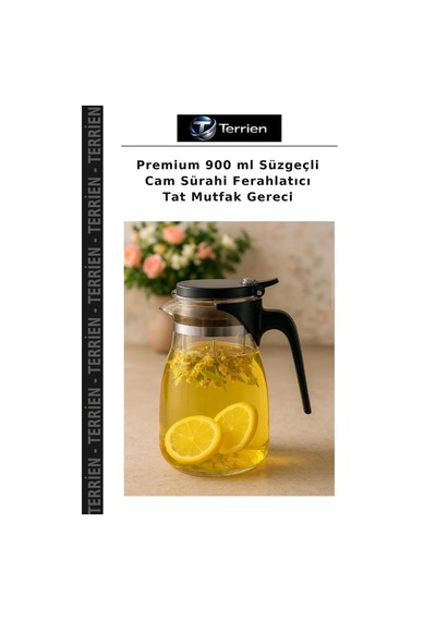 Premium 900 Ml Süzgeçli Cam Sürahi Ferahlatıcı Tat Mutfak Gereci
