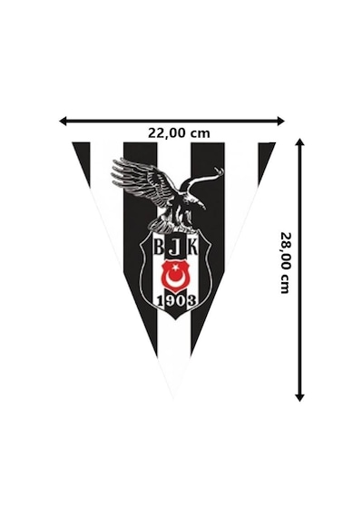 Beşiktaş Üçgen Bayrak Flama - 3.60 Mt