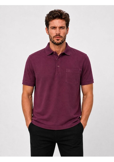 Simenti Polo Yaka Klasik Fit Kısa Kol Erkek Jakar Tişört 7651 Bordo
