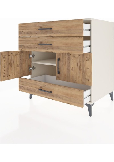 Kronos Şifonyer Tek Raflı 3 Çekmeceli 2 Kapaklı 88x59x96 Aytaşı-çam Aytası