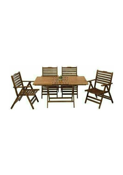Madrid Atina Ahşap Bahçe Balkon Takımı: 80X140 Masa + 4 Sandalye Madrid Atina Ahşap Bahçe Balkon Takımı: 80X140 Masa + 4 Sandalye