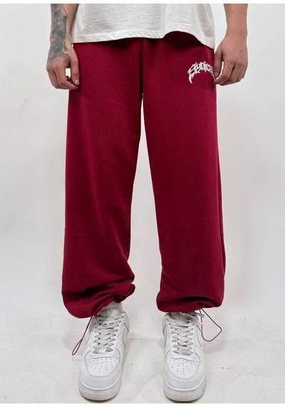Zaee Syncl Yazlık Nakışlı Ayarlanabilir Baggy Eşofman Altı Bordo