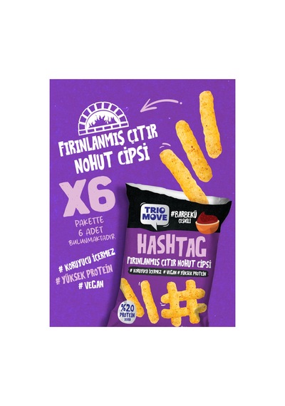 Hashtag Fırınlanmış Nohut Cipsi Barbekü Çeşnili 6 Adet Trio Move