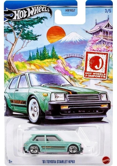 Hot Wheels Toyota Starlet Kp61 Green Jdm Hwr57 / Hrt02