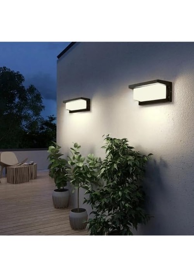Bahçe Aydınlatması Led Işık 12w Led Aydınlatma Zita Ultra Şapkalı Bahçe Duvar Aplik Su Geçirmez Beyaz Işık - 6500k Diğer
