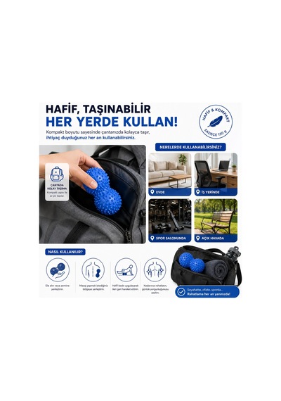 Robeve Dikenli Masaj Topu Ayak Boyun Vücut El Duyu Masaj Topu Nokta Masaj Aleti Taşınabilir Masaj Topu