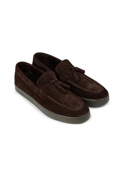 Deery Erkek Hakiki Süet Kahverengi Püsküllü Loafer - 01994mkhvc01 Kahverengi
