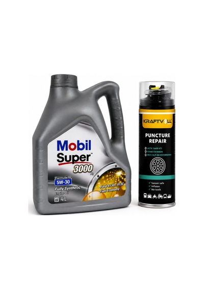 Mobil Süper 3000 X1 Fe 5W-30 Motor Yağı 4 L + Lastik Tamir Kiti 400 ML