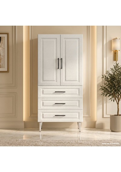 Deauville Çok Amaçlı Dolap 60 Cm 2 Kapak 3 Çekmece Beyaz Koton - Çok Amaçlı Kiler Dolabı Gri Deauville Çok Amaçlı Dolap 60 Cm 2 Kapak 3 Çekmece Beyaz Koton - Çok Amaçlı Kiler Dolabı Gri