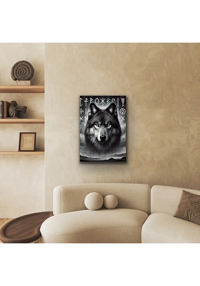 Asil Kurt Temalı Kanvas Tablo 70x100cm Siyah