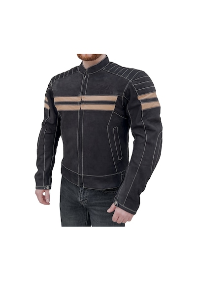 The Biker Jeans Retro Wax Black Korumalı Motosiklet Deri Montu