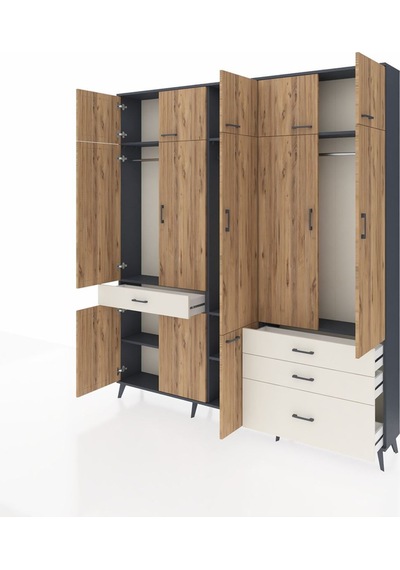 Arges Dolap 8 Raflı 4 Çekmeceli 3 Askılı 220x30x243 Antrasit-çam/aytaşı Atlas Çam/aytası Arges Dolap 8 Raflı 4 Çekmeceli 3 Askılı 220x30x243 Antrasit-çam/aytaşı Atlas Çam/aytası