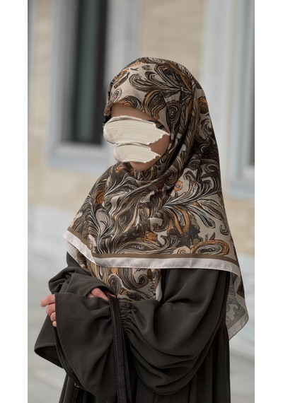 Qalortex Scarf Pamuklu Soft Açelya Desen Eşarp-haki