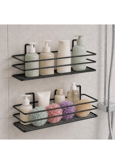 Yapışkanlı Metal Raf İkili Set, 2'li Yapışkan Duvar Rafı Diğer