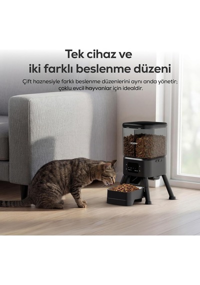 Tr Otomatik Mama Kabı Çift Hazneli Bağımsız Kontrol Wifi Çelik Kase Yükseltilmiş Tasarım X8615