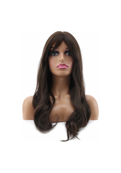 Hafif Daalı Orta Boy Perçemli Fiber Sen Peruk / Koyu Espresso Kahve 2466863