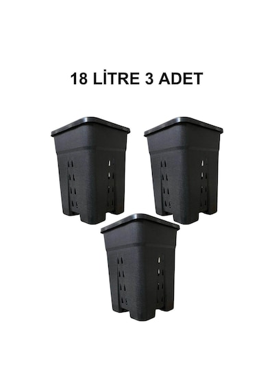 Grow Wizard Delikli Kare Air Pot Saksı 18 Litre 3 Adet