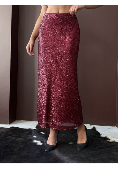 Verymoda Pullu Etek F1977 Bordo