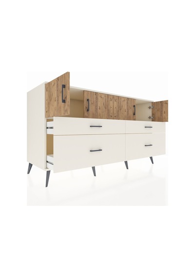 Kronos Konsol 2 Raflı 4 Çekmeceli 4 Kapaklı 176x59x99 Aytaşı-çam/ Aytaşı-çam/aytaşı