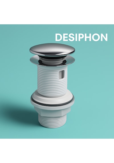 Pop-up Lavabo Sifonu Taşmalı Paslanmaz Metal Başlık, Plastik Gö