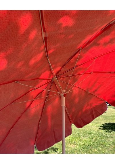 Plaj Deniz Balkon Şemsiyesi Sentetik Kumaşlı Şemsiye Bidon Dahil Eğilebilir Şemsiye 2 Metre Ş Kırmızı