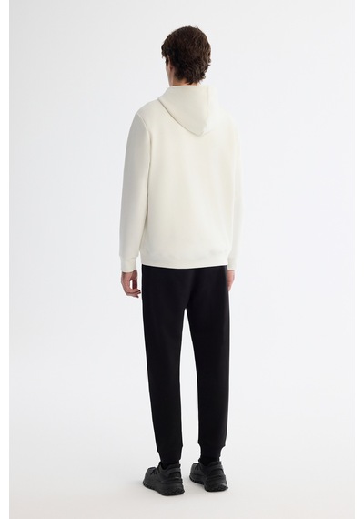 Avva Erkek Ekru Kapüşonlu Pamuklu Baskılı Elastan Regular Fit Sweatshirt A42y1321