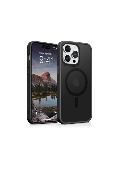 Bix İphone 14 Pro Max Magsafe Uyumlu Kılıf Tam Koruma Manyetik Darbe Emici Siyah