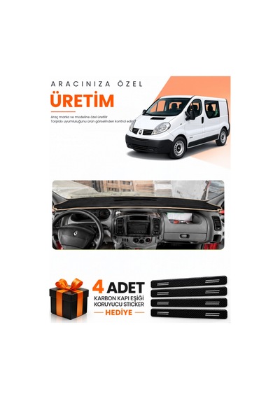 Renault Trafic 2004-2010 Uyumlu Torpido Koruma Örtüsü Oto Kılıfı - Siyah Bej