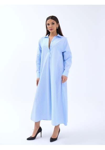 Moderie Butik 5857 Elbise-san Diego Çizgili Altın