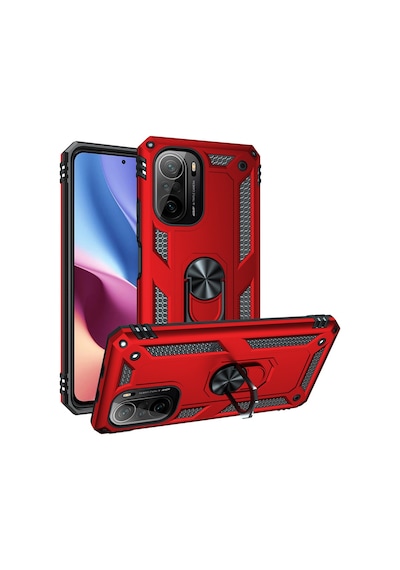 Xiaomi Poco F3 Uyumlu Kılıf Sofya Yüzüklü Silikon Kapak - Kırmızı