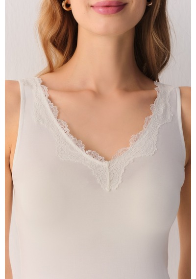 Suwen Comfy Modal Kalın Askılı Atlet Sw4028036 Ekru