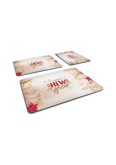 Decorita Cam Kesme Tahtası|Happy New Year-Gold|3'lü Takım