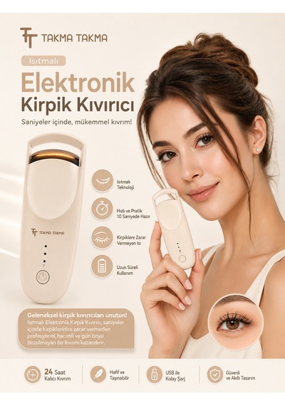 Kirpik Kıvırıcı Kirpik Şekillendirici Elektronik Isıtmalı Şarjlı 2 Isıtma Modlu, 5 Saniyede Hızlı Isınma, Uzun Süre Kalıcı Etki, Şarj Edilebilir Bej Ekcb 15050778