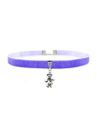 Mor Renk Ayıcık Choker Kolye Gümüş