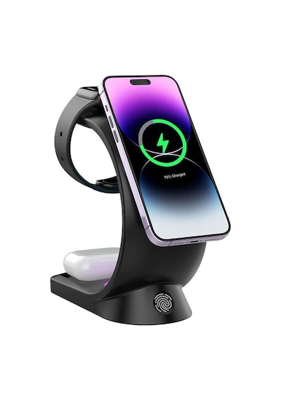 S-link Sl-cw20 Telefon, Saat, Kulaklık Uyumlu 15w Siyah Rgb Kablosuz Şarj Cihazı