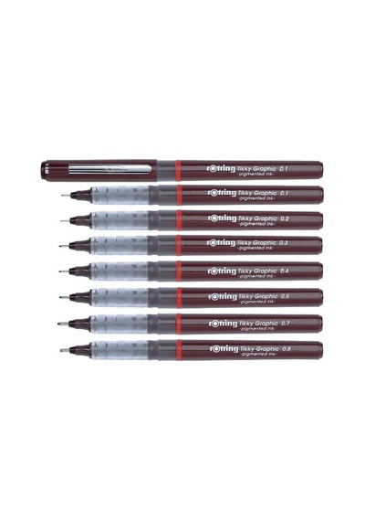 Ayrex Tikky Graphic Keçe Uçlu Teknik Çizim Kalemi, 0,2 Mm, Siyah Mürekkep