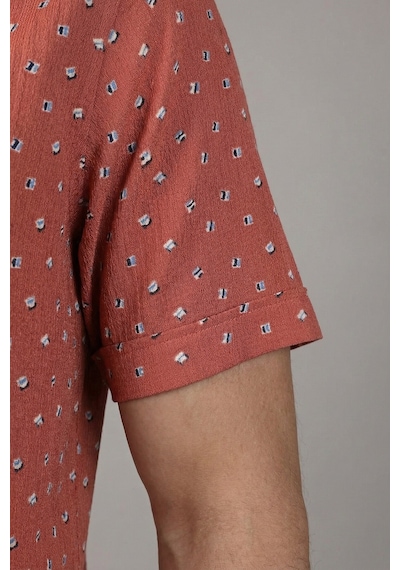 Bisse Kiremit Regular Fit Polyester Cepsiz Kısa Gömlek Bsgmkrp26329 Kr