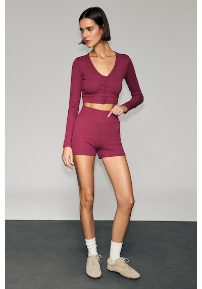 Grımelange Urban Beat Sabına Kadın Yumuşak Ve Esnek Kumaşlı Düğmeli Baskı Detaylı Slim Fit Bordo Bluz bordo