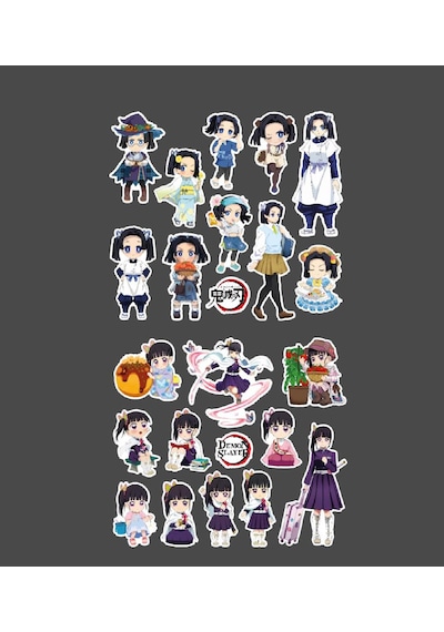 Demon Slayer-aoi Kanzaki-kanao Tsuyuri-parlak Kağıt -2li Sticker Set-telefon Süsleme Beyaz