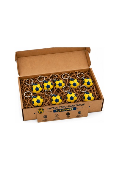 Anahtarlık Futbol Topu 3 Cm Sarı Lacivert 10 Lu Paket Qtop Q-1009