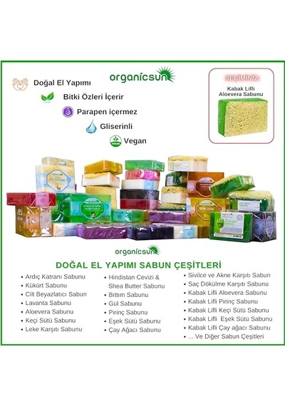 Kabak Lifli Aloe Sabunu 120 Gr 1 Adet Tüm Cilt Tipleri Için B Ve E Vitaminli Diğer