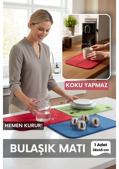 Bulaşık Kurutma Matı Süper Emici Tezgah Üstü Kurulama Örtüsü 36x45 Cm Belirtilmemiş Çok Renkli Diğer