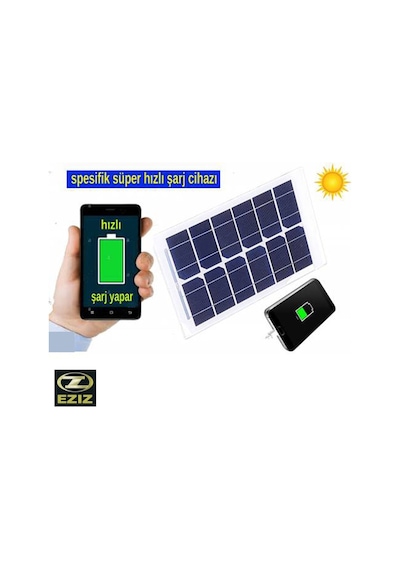 Güneş Enerjili Süper Cep Telefonu Tablet Hızlı Şarj Cihazı Ezız