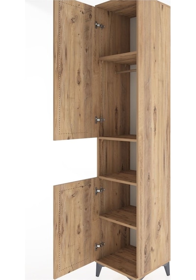 Hyperion Dolap 4 Raflı 2 Kapaklı Tek Askılı 44x44x221 Çam-çam Çam